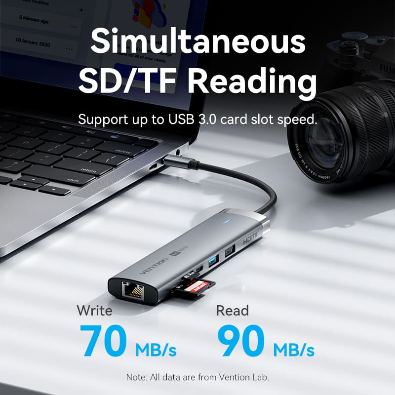 Vention 8-In-1 ฮับมัลติพอร์ต Type-C 4K Hdmi Vga Lan อะแดปเตอร์เครื่องอ่านการ์ด รองรับอุปกรณ์แล็ปท็อป Apple รูปที่ 5