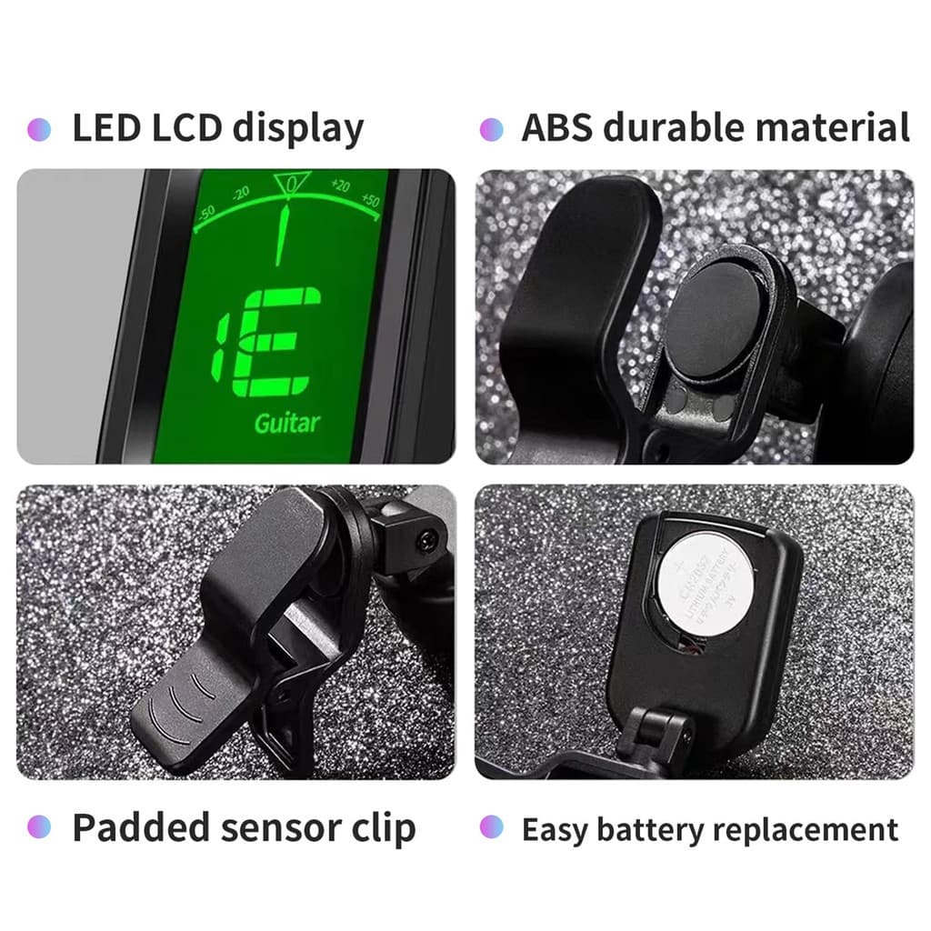 จูนเนอร์แบบหนีบ Miwayer | สําหรับเบส, อูคูเลเล่, ไวโอลินและกีตาร์, จอแสดงผล LCD ดิจิตอล & ของขวัญเพลงงานรื่นเริงที่สมบูรณ์แบบ รูปที่ 4