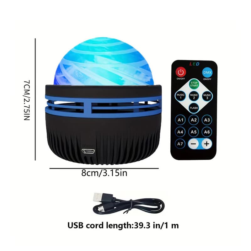 ไฟโปรเจคเตอร์เสียงดนตรีหมุนได้ LED RGB โปรเจคเตอร์หลากสีสำหรับห้องนั่งเล่นและโคมไฟบรรยากาศข้างเตียง รูปที่ 6