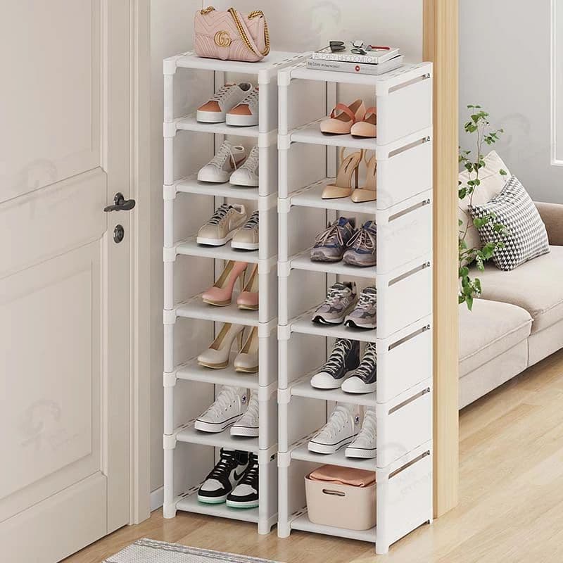 ชั้นวางรองเท้า มินิมอล ประหยัดพื้นที่ DIY ซ้อนได้ แข็งแรง ที่วางรองเท้า ตู้รองเท้า ปรับชั้นได้ 4-8 ชั้น รูปที่ 2