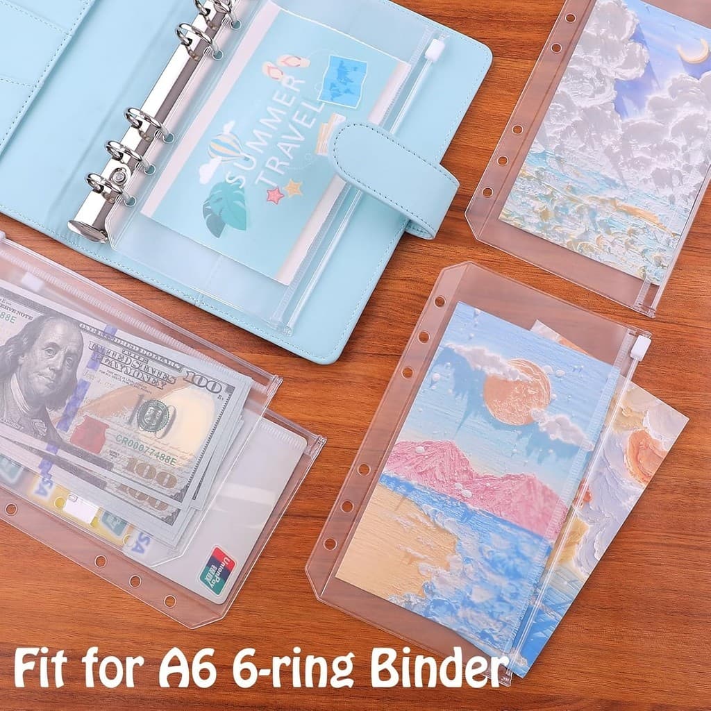 แฟ้ม LR A4 และขนาดยาว Organizer, A6/A5 PP Binder ฝาครอบใส 6 หลุมหลวมสําหรับเครื่องเขียนเงินผู้ถือเอกสาร รูปที่ 2