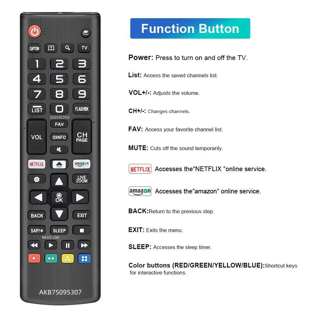 รีโมทคอนโทรลสมาร์ททีวีสากลสําหรับ Lg Akb75095307 Lcd Led Hdtv Tvs Lj/Uj Serie รูปที่ 2