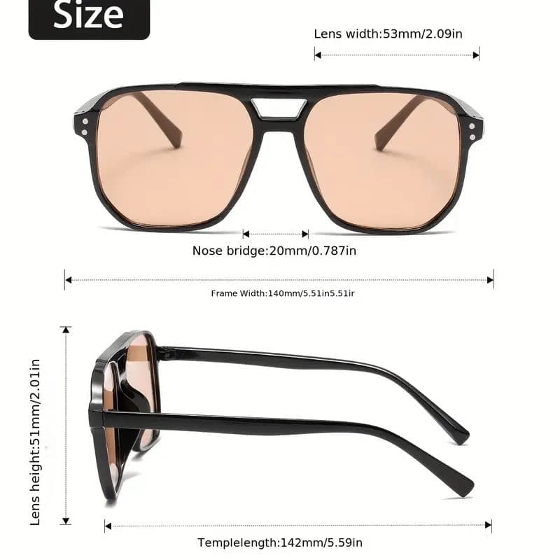 Retro Double Beam แว่นตากันแดดกรอบใหญ่ UV Protection Ocean เลนส์ชาดํา/สีดําสีเหลืองสําหรับฤดูหนาว Sun Aesthetic 2026 Early Spring รันเวย์ รูปที่ 8
