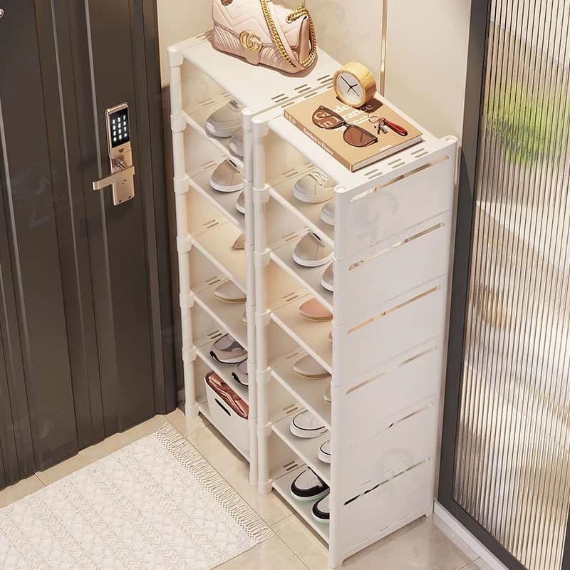 ชั้นวางรองเท้า มินิมอล ประหยัดพื้นที่ DIY ซ้อนได้ แข็งแรง ที่วางรองเท้า ตู้รองเท้า ปรับชั้นได้ 4-8 ชั้น รูปที่ 3