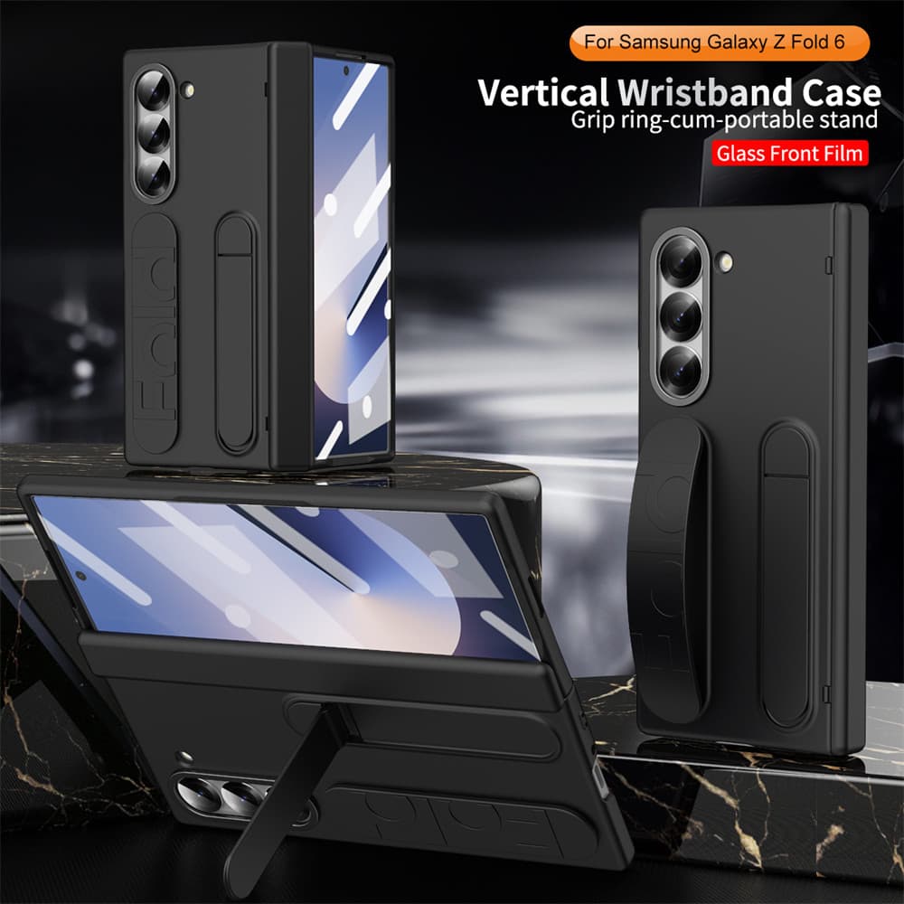 สายคล้องข้อมือกันกระแทก สีเทา เคสขาตั้ง สําหรับ Samsung Galaxy Z Fold6 Z Fold6 Fold5 พรีเมียม พร้อมเคสกระจก รูปที่ 3