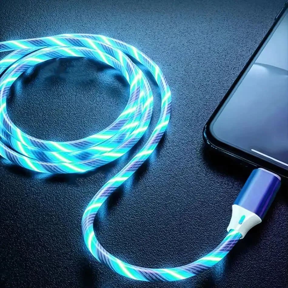 3A LED Glow USB Cable 1M – สายชาร์จน้ําไหลส่องสว่างสําหรับ Micro USB และ Type-C, สายเคเบิลข้อมูลชาร์จเร็ว รูปที่ 9