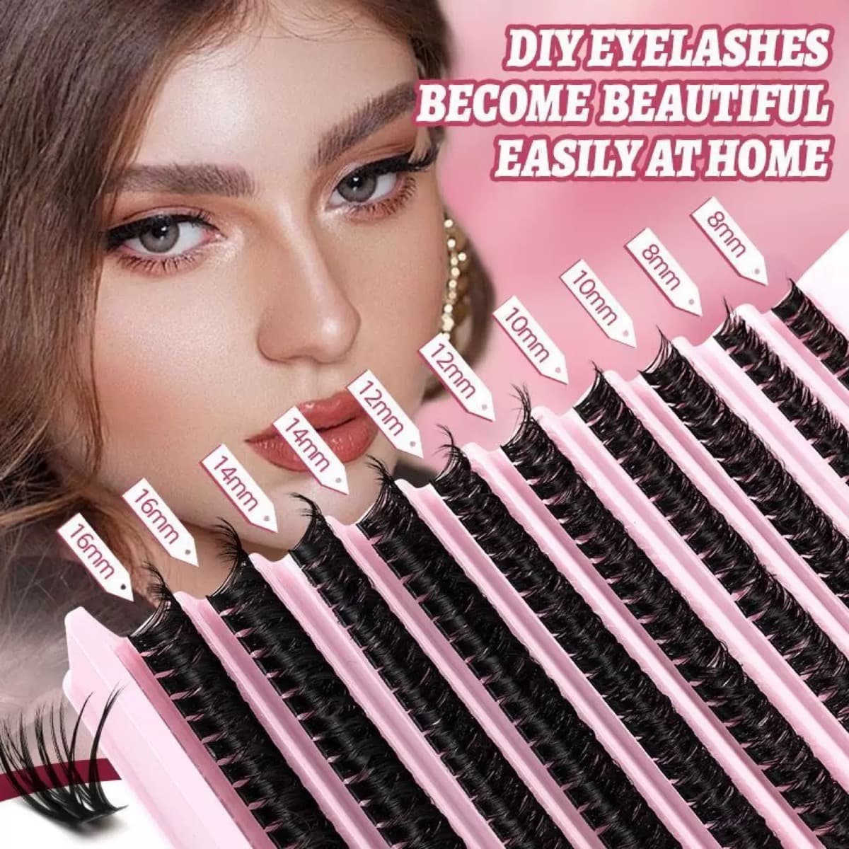 Professional 80D D-Curl Volume Eyelash Clusters Kit 8-16 มม.สําหรับ 3D Wispy DIY Extensions รูปที่ 5