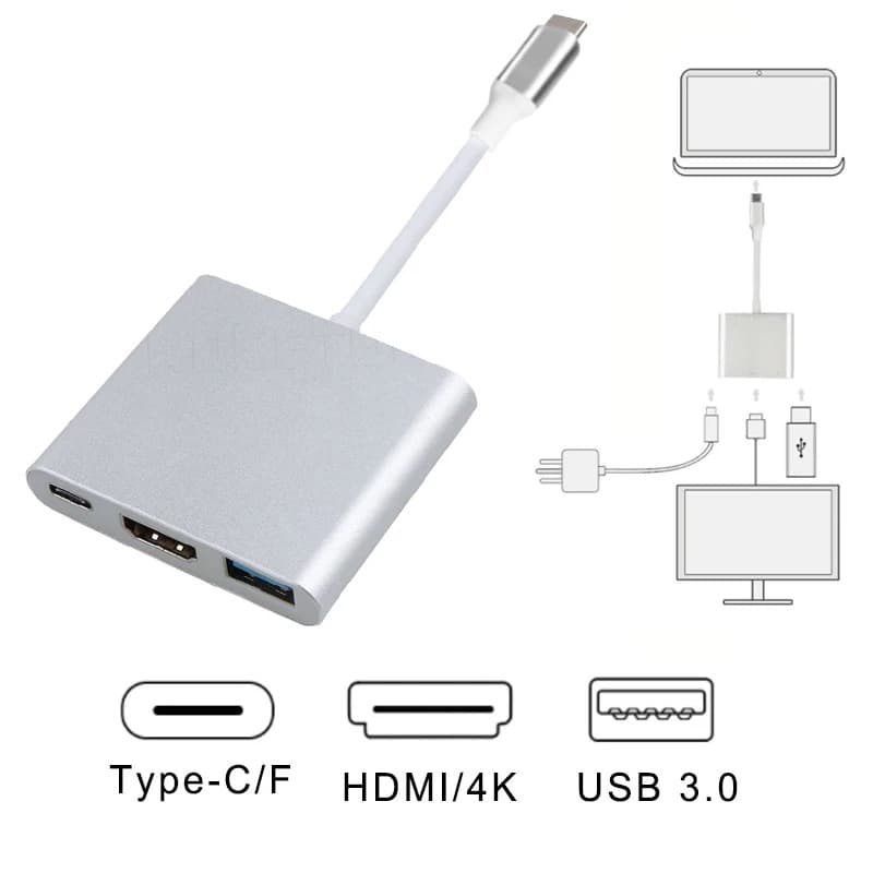 อะแดปเตอร์ฮับแปลง 3-in-1 USB C เป็น HDMI รองรับ 4K พร้อมชาร์จเร็ว USB PD สําหรับ MacBook แล็ปท็อปและพีซี รูปที่ 4