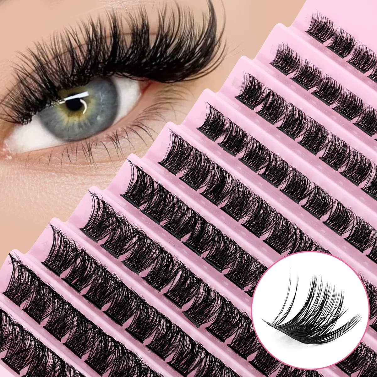 Professional 80D D-Curl Volume Eyelash Clusters Kit 8-16 มม.สําหรับ 3D Wispy DIY Extensions รูปที่ 3