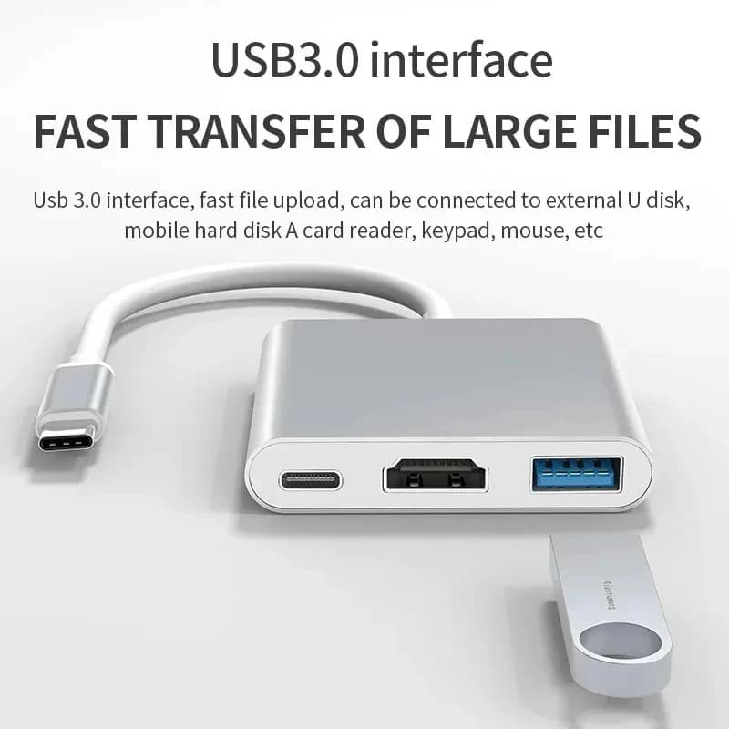 อะแดปเตอร์ฮับแปลง 3-in-1 USB C เป็น HDMI รองรับ 4K พร้อมชาร์จเร็ว USB PD สําหรับ MacBook แล็ปท็อปและพีซี รูปที่ 5