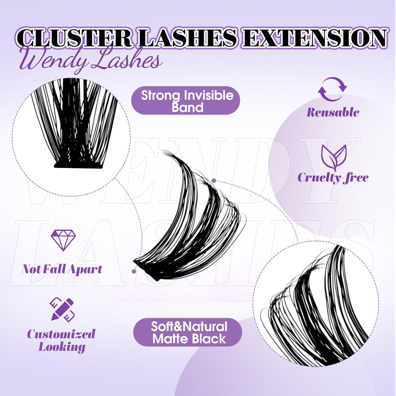 Lash Clusters Fluffy Eyelash Extensions 30D 40D 50D 60D 80D 100D ปริมาณ DIY Lashes Extension D Curl Wispy ธรรมชาติ 8-16 มม.ผสม รูปที่ 5