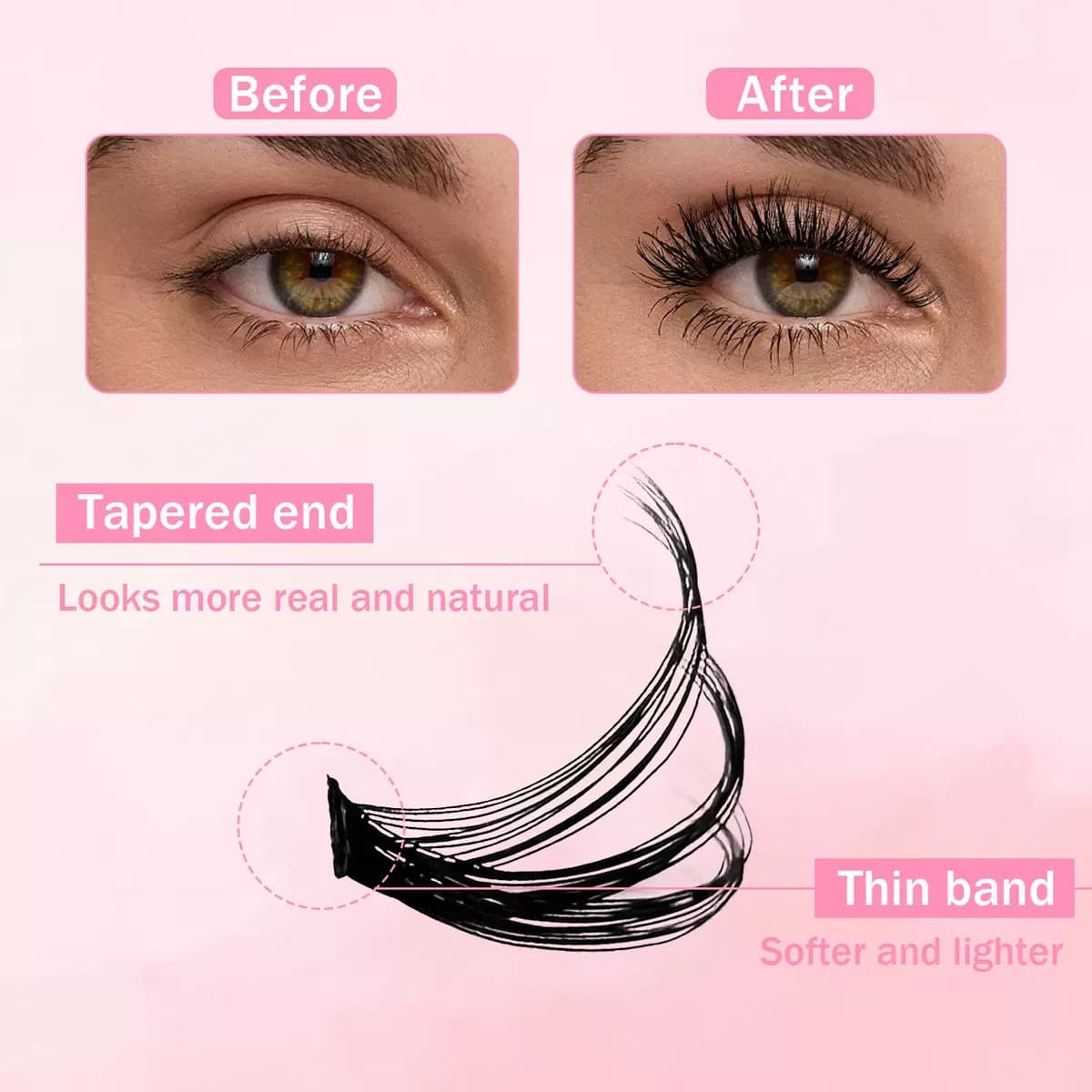 Lash Clusters Fluffy Eyelash Extensions 30D 40D 50D 60D 80D 100D ปริมาณ DIY Lashes Extension D Curl Wispy ธรรมชาติ 8-16 มม.ผสม รูปที่ 7