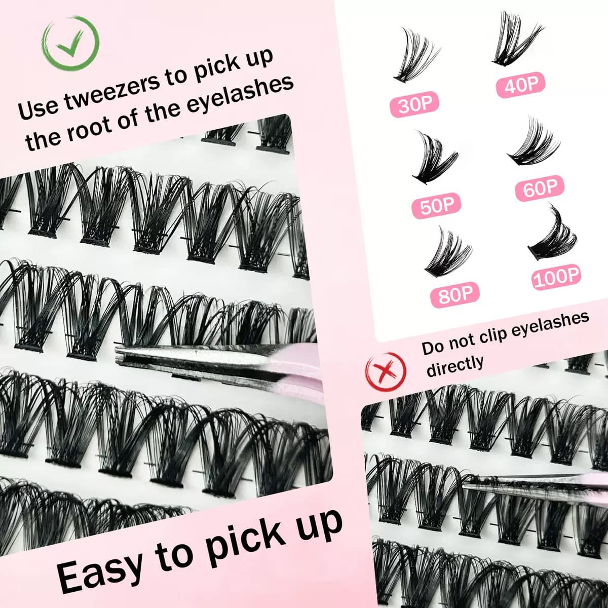 Lash Clusters Fluffy Eyelash Extensions 30D 40D 50D 60D 80D 100D ปริมาณ DIY Lashes Extension D Curl Wispy ธรรมชาติ 8-16 มม.ผสม รูปที่ 3