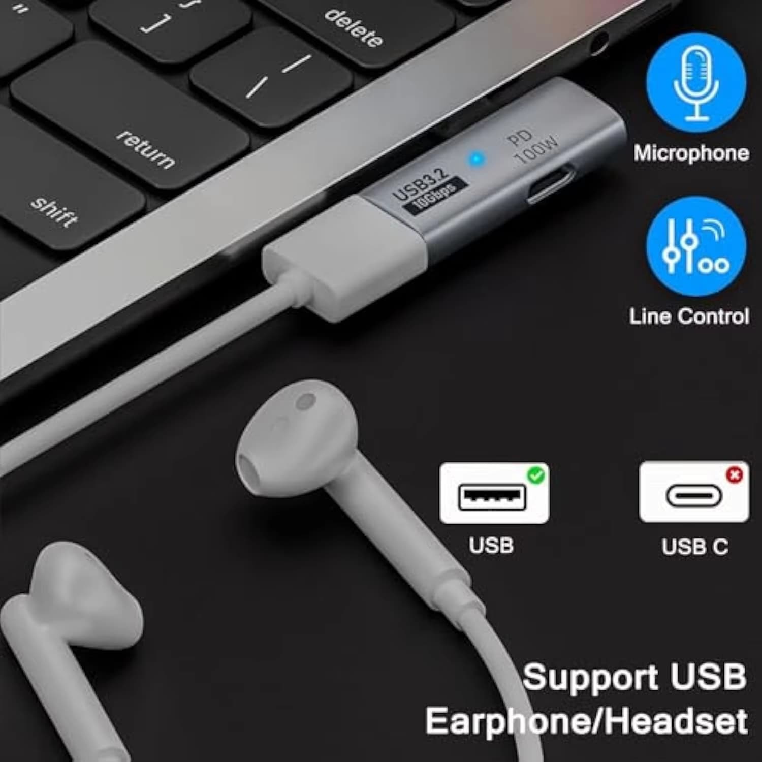 Vga to type c 2in1 USB 3.2 OTG Splitter PD 100W Fast Charging Adapter Charger สําหรับโทรศัพท์แท็บเล็ตสําหรับ Macbook Hard Disk หูฟัง รูปที่ 3