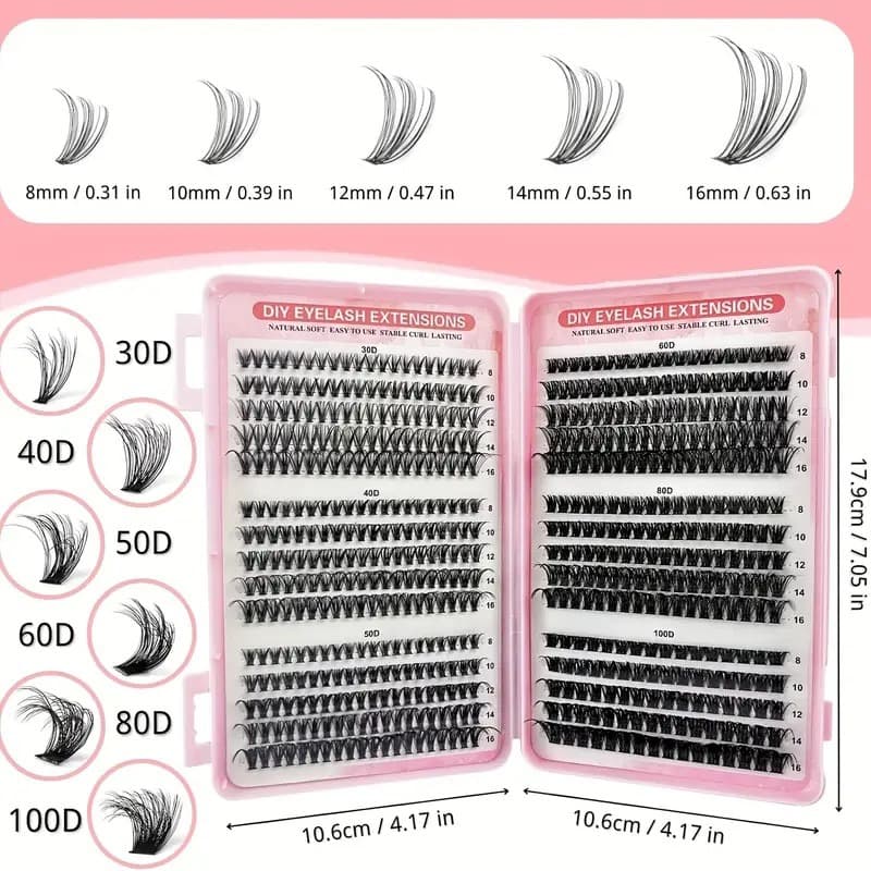 Lash Clusters Fluffy Eyelash Extensions 30D 40D 50D 60D 80D 100D ปริมาณ DIY Lashes Extension D Curl Wispy ธรรมชาติ 8-16 มม.ผสม รูปที่ 8