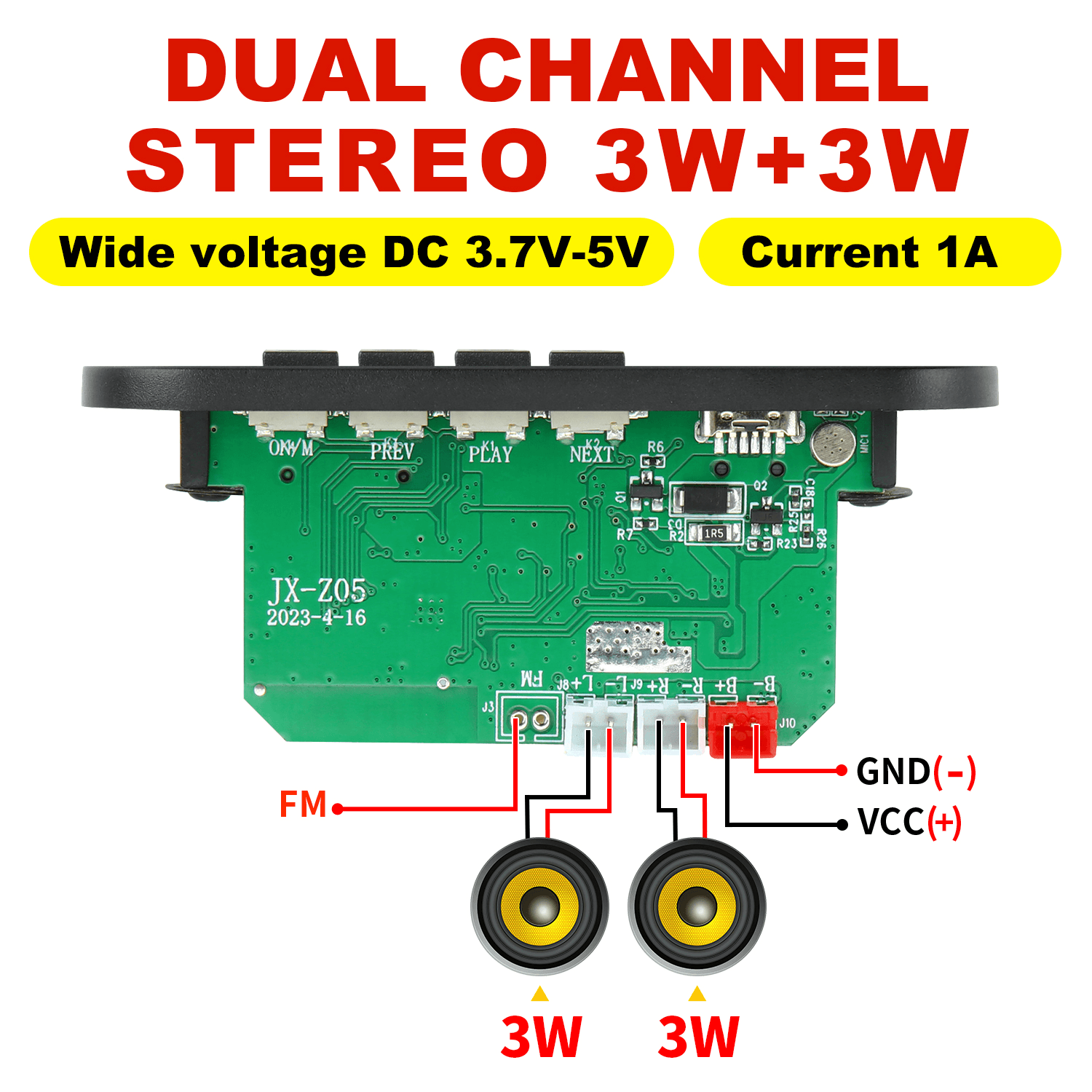 2*3W 6W เครื่องขยายเสียง 5V MP3 บอร์ดบลูทูธ 5.0 เสียงสเตอริโอ DIY รถ MP3 เครื่องเล่นวิทยุ FM TF USB 3.5 มม.แจ็คไมโครโฟนบันทึก Call รูปที่ 2