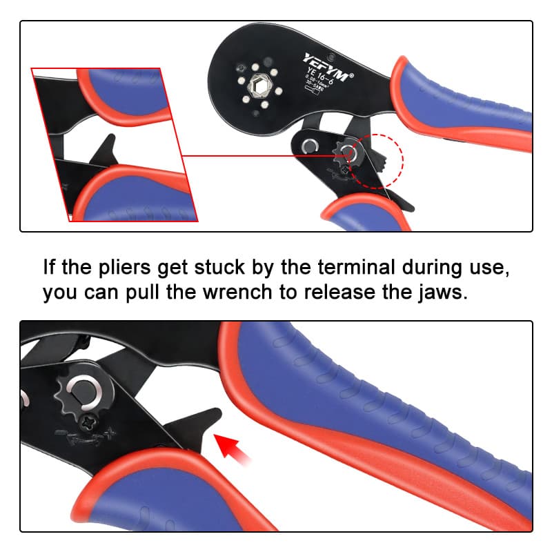 YEFYM One Piece YE 16-6 Tubular Terminal Crimping Tool Mini คีมสําหรับ 0.08–16mm2 30–5AWG เทอร์มินัลไฟฟ้าขนาดใหญ่ รูปที่ 6
