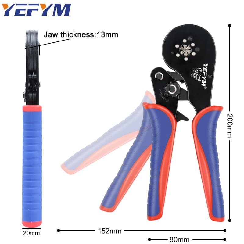 YEFYM One Piece YE 16-6 Tubular Terminal Crimping Tool Mini คีมสําหรับ 0.08–16mm2 30–5AWG เทอร์มินัลไฟฟ้าขนาดใหญ่ รูปที่ 2