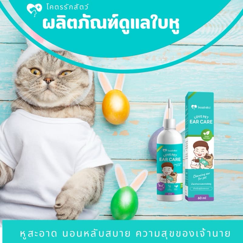 Love Pet Ear Care น้ำยาทำความสะอาดช่องหูสัตว์เลี้ยง สำหรับสุนัขและแมว ใช้ดูแลและป้องกันไรในหู รูปที่ 2