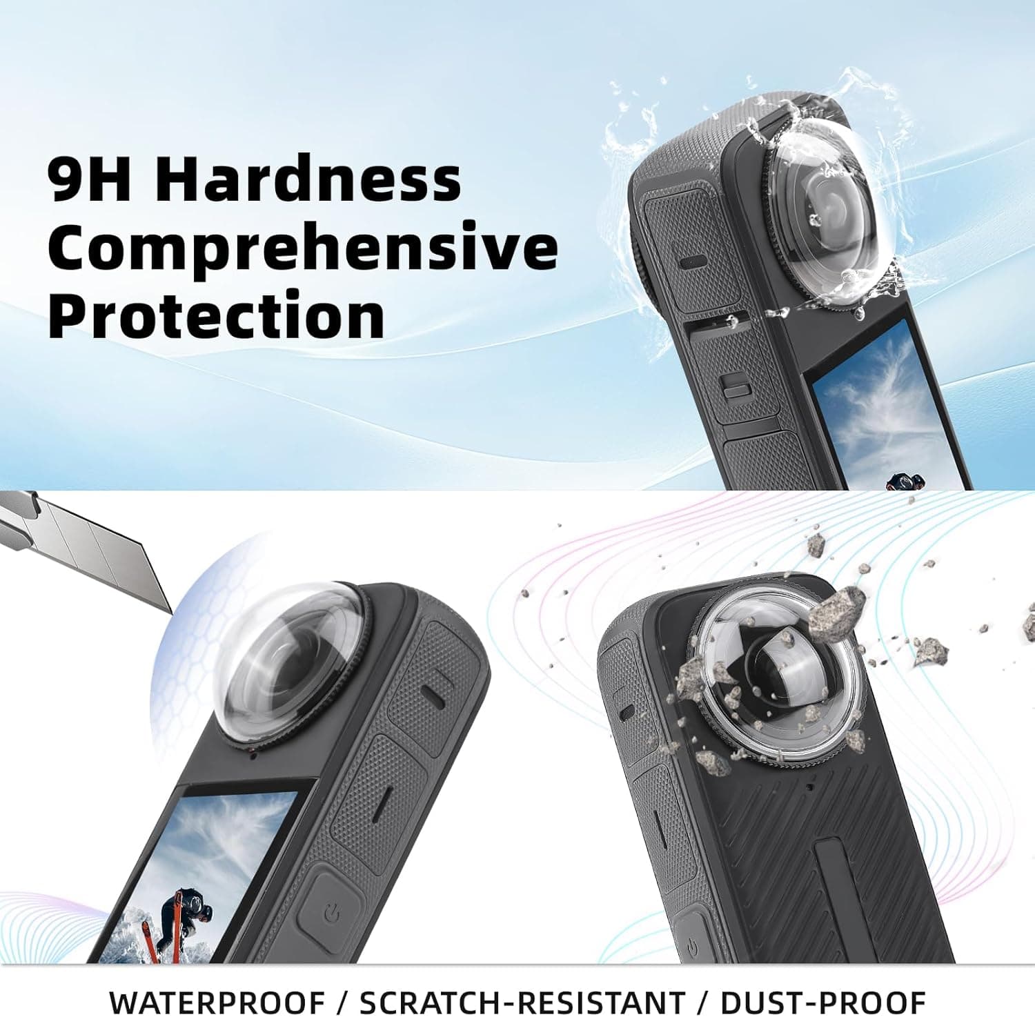 ตัวป้องกันเลนส์กล้องแอคชั่น Insta360 X5/X4/X3 ป้องกันรอยขีดข่วน แพ็ค 2 ชิ้น รูปที่ 2