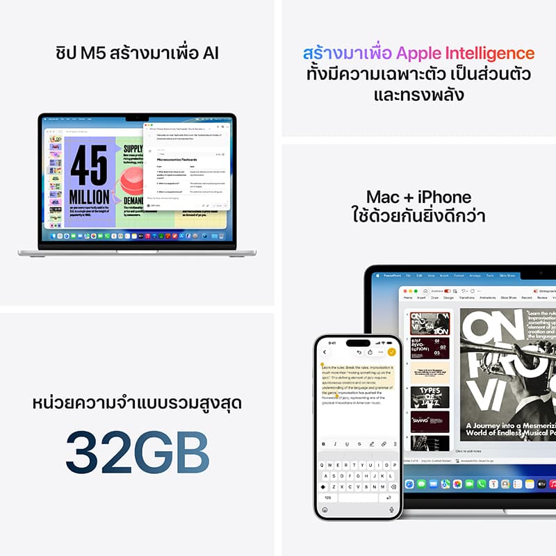 15-inch MacBook Air: Apple M5 chip with 10‑core CPU and 10‑core GPU, 16GB, 512GB SSD รูปที่ 8