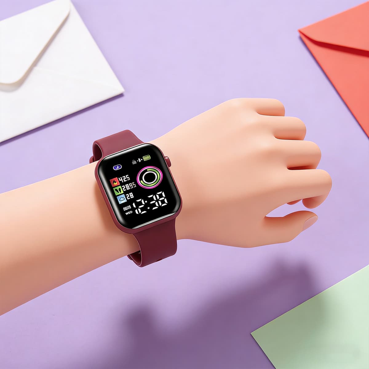 Kids Simple Heart Digital Sports Watch สร้อยข้อมือวงซิลิโคน รูปที่ 9