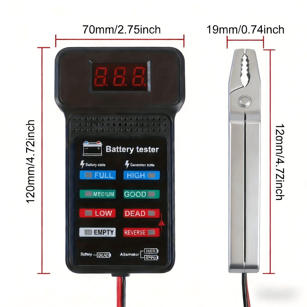 เครื่องทดสอบแบตเตอรี่อเนกประสงค์ BT-172 12V จอแสดงผล LED ย้อนกลับ เครื่องมือทดสอบไฟฟ้าสําหรับงานซ่อมรถยนต์ รูปที่ 4