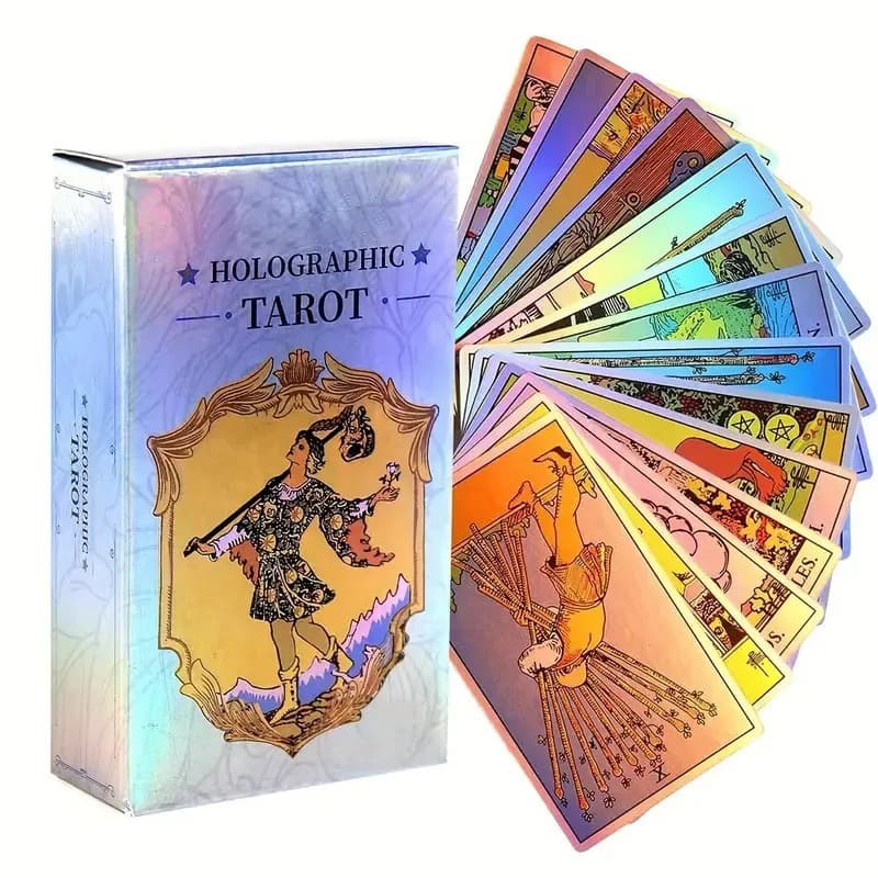 เกมกระดานไพ่ทาโรต์คลาสสิก 1 กล่องพร้อมแฟลชการ์ดโฮโลแกรม ดาดฟ้าพนักงานเสิร์ฟโฮโลแกรมสําหรับผู้เริ่มต้นและนักสะสม รูปที่ 1