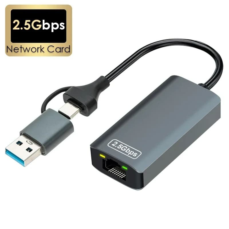 อะแดปเตอร์อีเธอร์เน็ต USB 3.0 2500Mbps Type-C ถึง RJ45 2.5G สําหรับแล็ปท็อป Macbook Windows รูปที่ 7