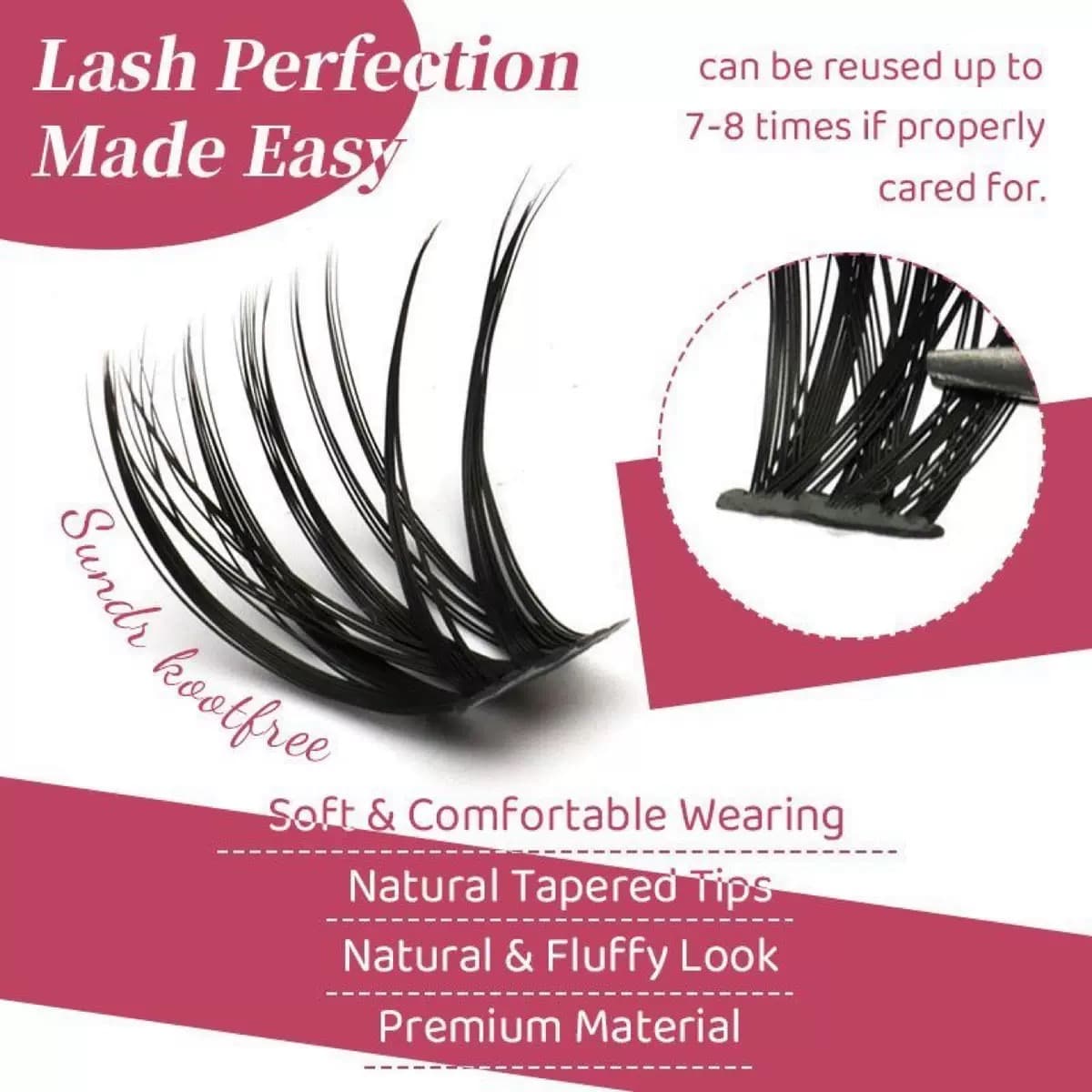 Professional 80D D-Curl Volume Eyelash Clusters Kit 8-16 มม.สําหรับ 3D Wispy DIY Extensions รูปที่ 4