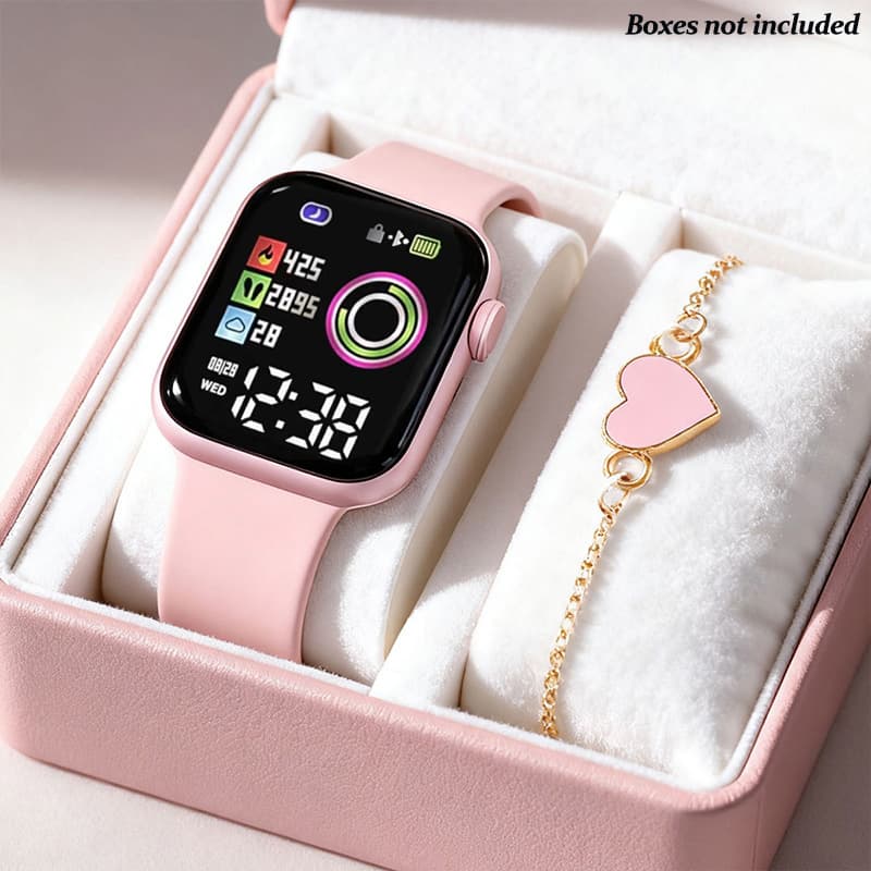 Kids Simple Heart Digital Sports Watch สร้อยข้อมือวงซิลิโคน รูปที่ 3