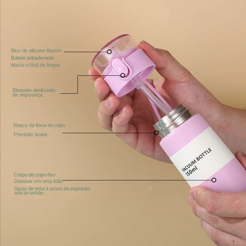 ขวดน้ําพกพาแบบหลอด สแตนเลส 304 ฉนวนกันความร้อน ขนาด 150ML/250ML มี 6 สี รูปที่ 3