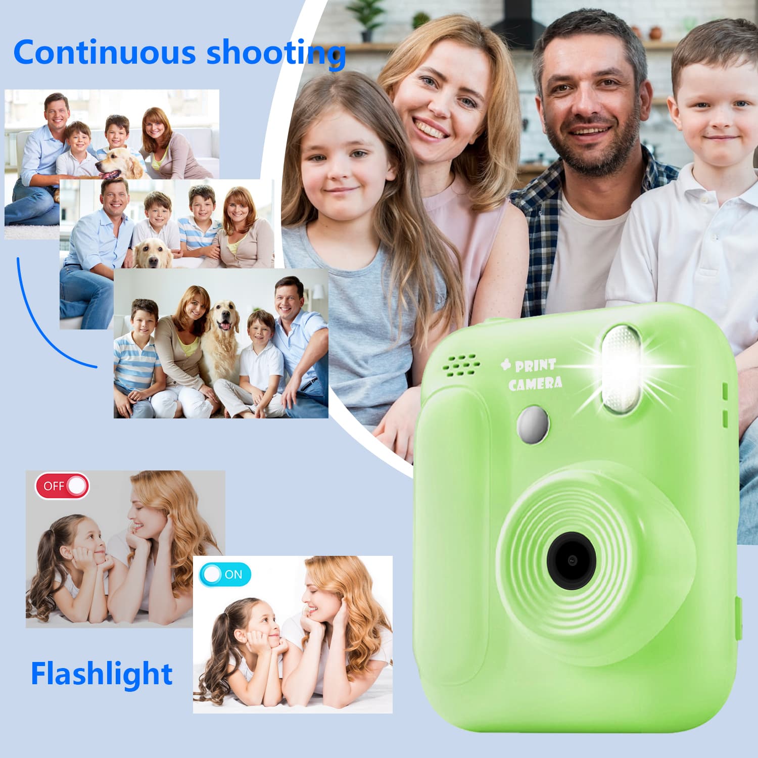 กล้องพิมพ์ทันที 1080P HD วิดีโอ 32G การ์ด Digital Camara ของขวัญวันเกิดคริสต์มาสสําหรับเด็ก รูปที่ 9