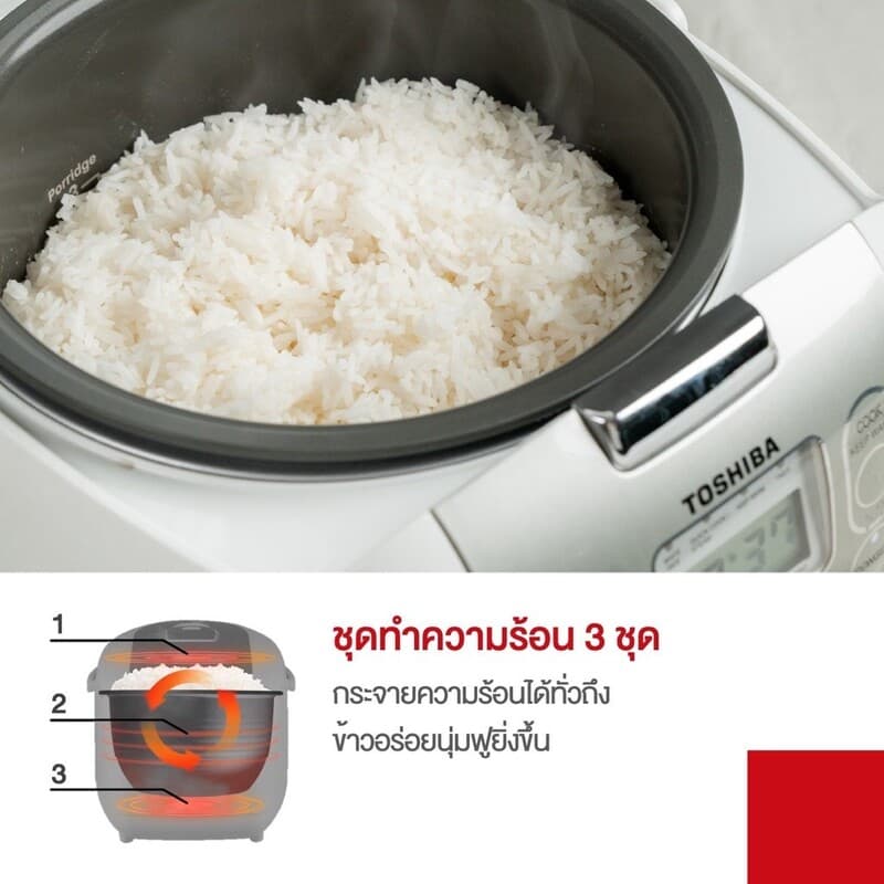 TOSHIBA หม้อหุงข้าวดิจิตอล ขนาด 1.8 ลิตร รุ่น RC-18NMF A กำลังไฟ 680 วัตต์ รูปที่ 4
