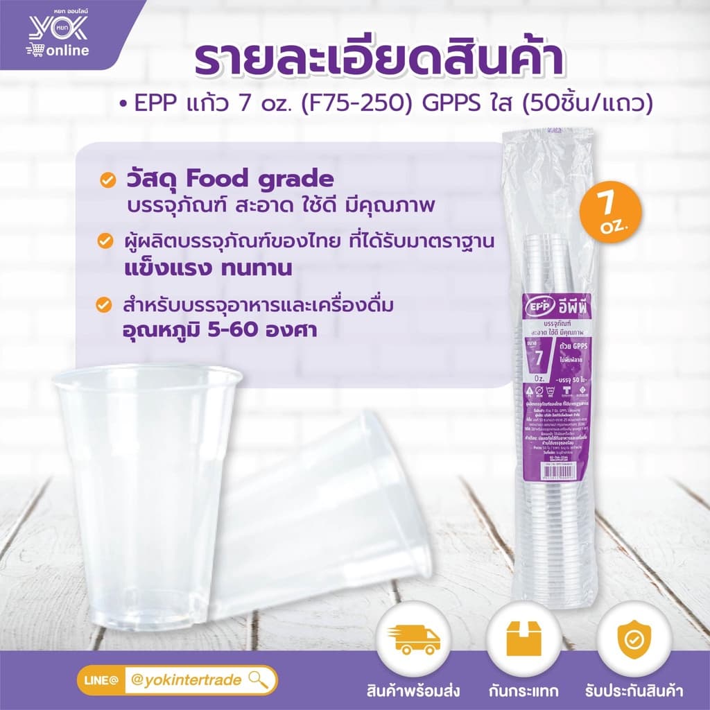 แก้ว GPPS ใส 7oz. F75-250 หยกออนไลน์ รูปที่ 2
