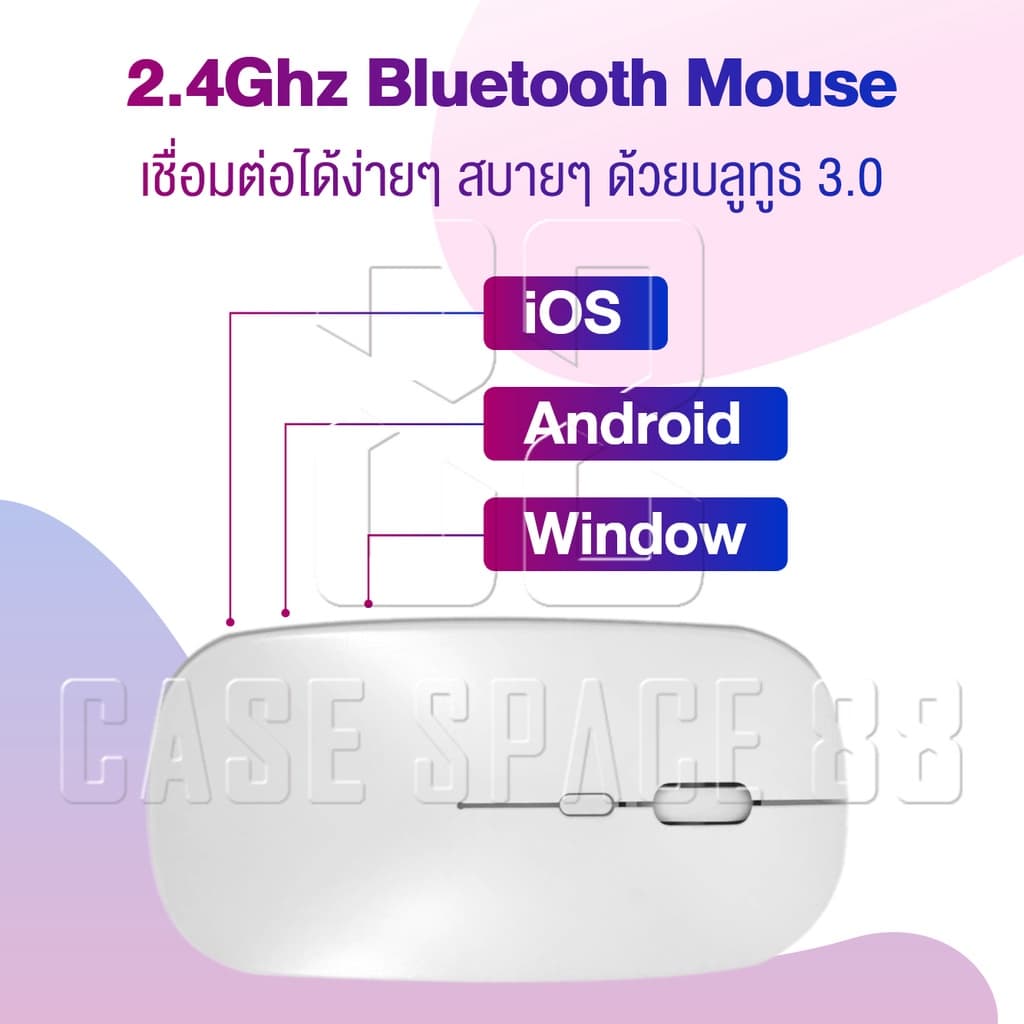 เม้าส์ เมาส์ไร้สาย มีแบตในตัว ปุ่มเงียบ มีปุ่มปรับความไวเมาส์ DPI 800-1600 Optical Light Rechargeable Wireless Mouse รูปที่ 7