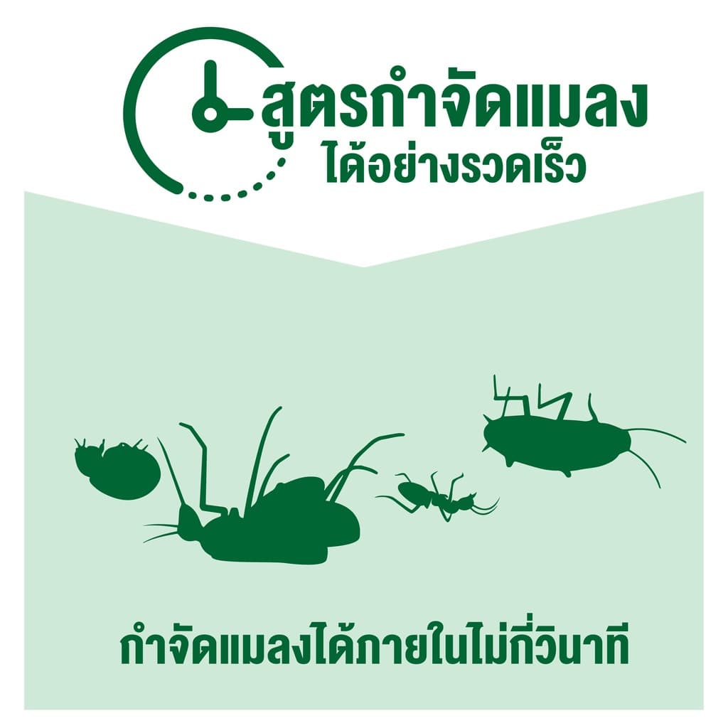 ไบกอนเขียว สเปรย์กำจัดยุง ยาฉีดยุง มด แมลงสาบ สูตรไร้สารแต่งกลิ่น สีเขียว 600 มล. Baygon Multi Insect Killer รูปที่ 6