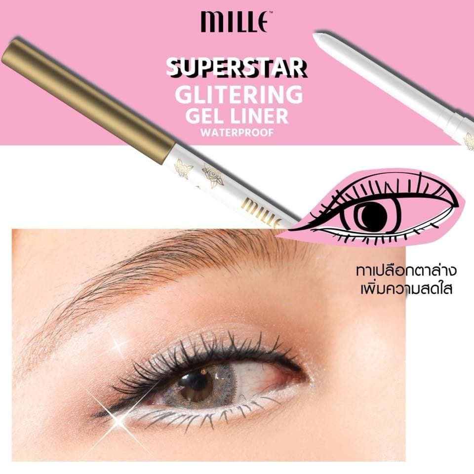 Mille ดินสออายไลเนอร์กลิตเตอร์ ดอลลี่อาย สีขาว SUPERSTAR GLITTERING GEL LINER WATERPROOF 0.5g. รูปที่ 6