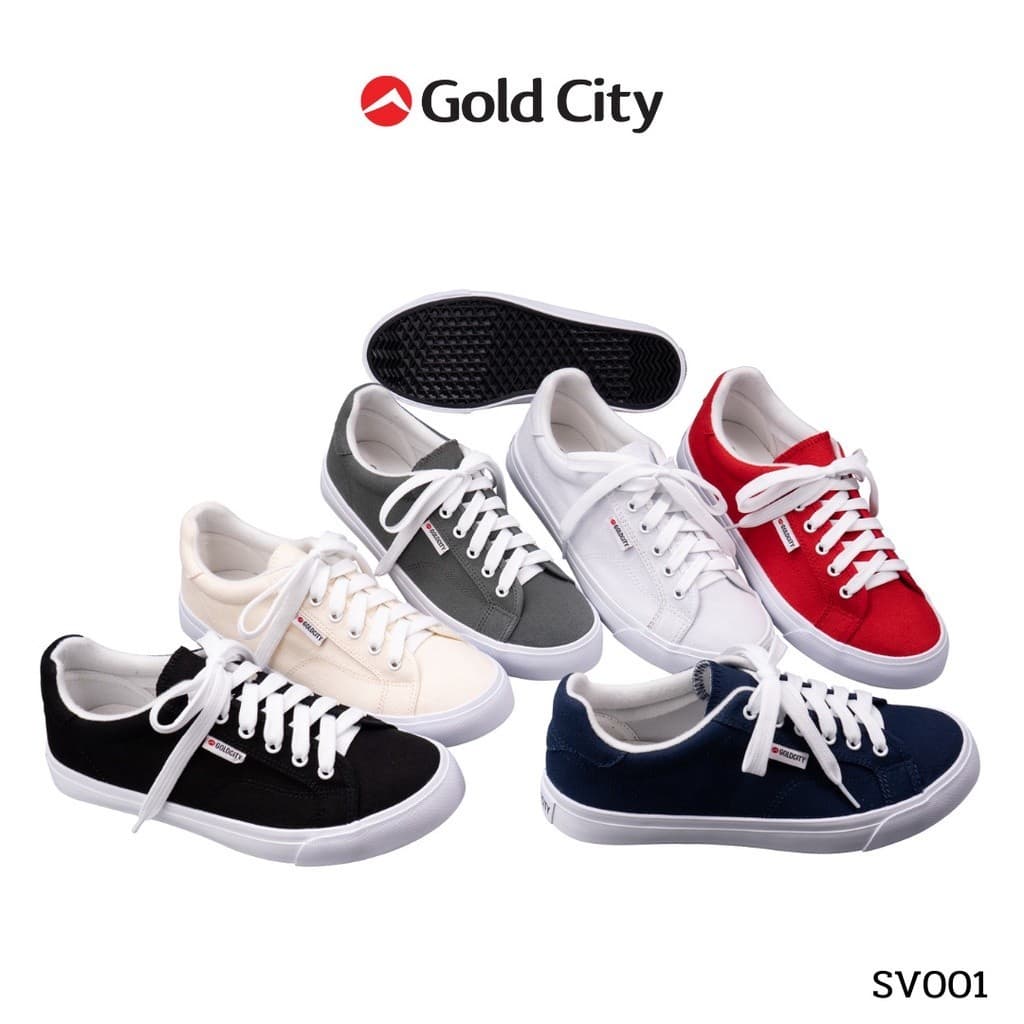 รองเท้าผ้าใบ ผูกเชือก พื้นยางพารา สีดำ SIZE 37-45 ส่งตรงจากโรงงานแท้100% GOLDCITY รุ่น SV001 รูปที่ 2