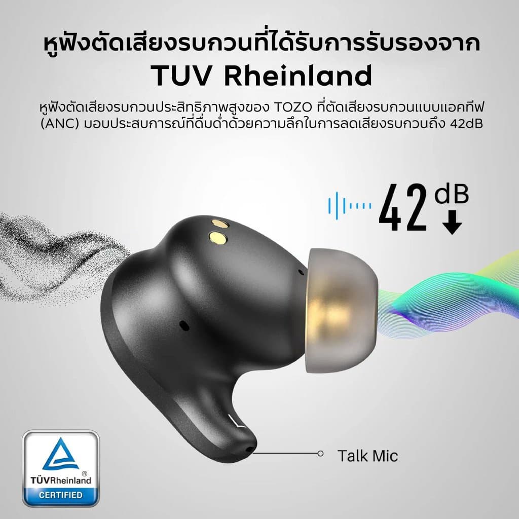 TOZO Golden X1 Hybrid Drivers หูฟังบลูทูธ In-Ear 6 Mics Hybrid ANC & ENC IPX6 BT 5.3 รูปที่ 4