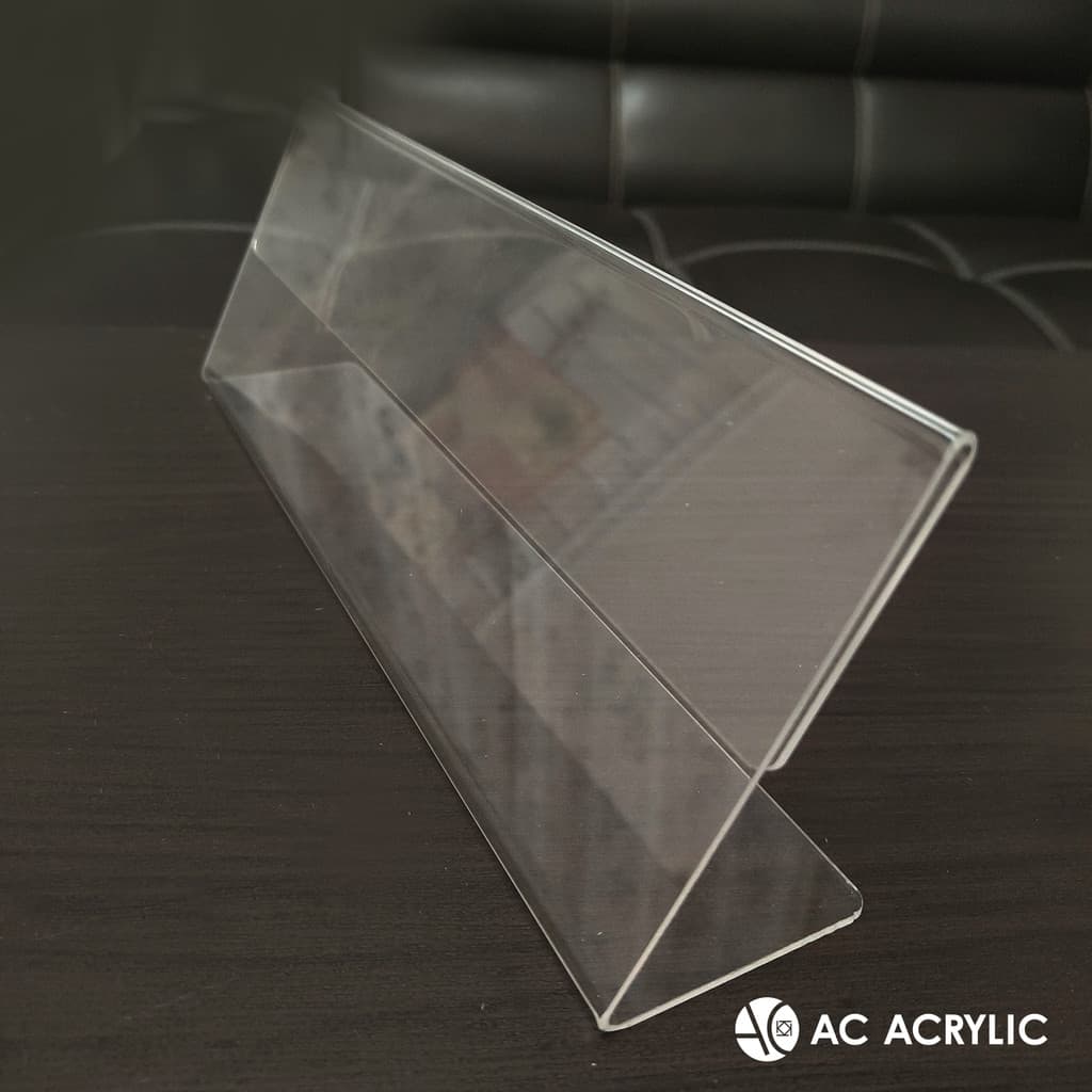 ป้ายอะคริลิคตั้งโต๊ะ 30x10.5 cm อะคริลิคใส 1 หน้า ทรง L รูปที่ 2