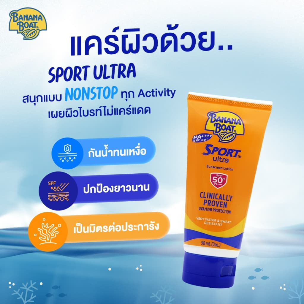 Banana Boat Sport Ultra Protect Sunscreen Lotion SPF50+ PA+++ 90ml บานาน่าโบ๊ท สปอร์ต ซันสกรีน โลชั่น SPF50+ PA+++ รูปที่ 3