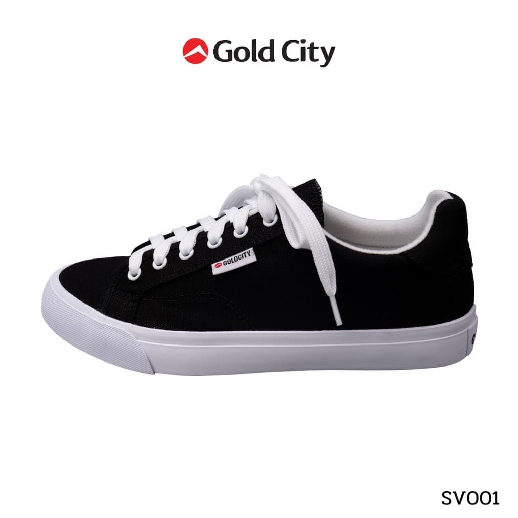 รองเท้าผ้าใบ ผูกเชือก พื้นยางพารา สีดำ SIZE 37-45 ส่งตรงจากโรงงานแท้100% GOLDCITY รุ่น SV001 รูปที่ 3