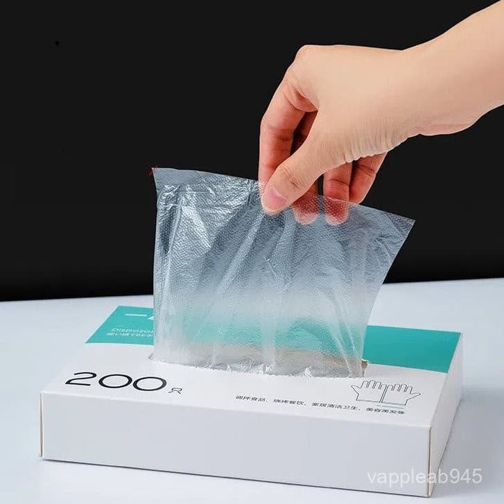 Vimall ถุงมือพลาสติก ใช้แล้วทิ้ง 200 ชิ้น/กล่อง เหนียวพิเศษ หนาและทนทาน รูปที่ 1