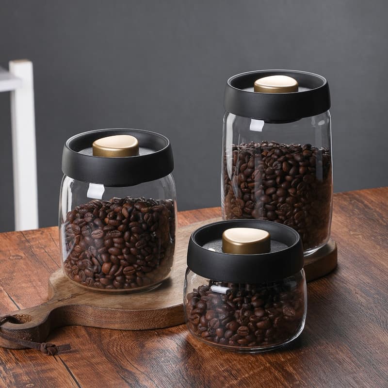 CAFETOWN® โหลแก้วสูญญากาศ แท้จากญี่ปุ่น สำหรับใส่ชา ผงชา และกาแฟ ป้องกันอากาศเข้า Glass Coffee Canister RGGB รูปที่ 2