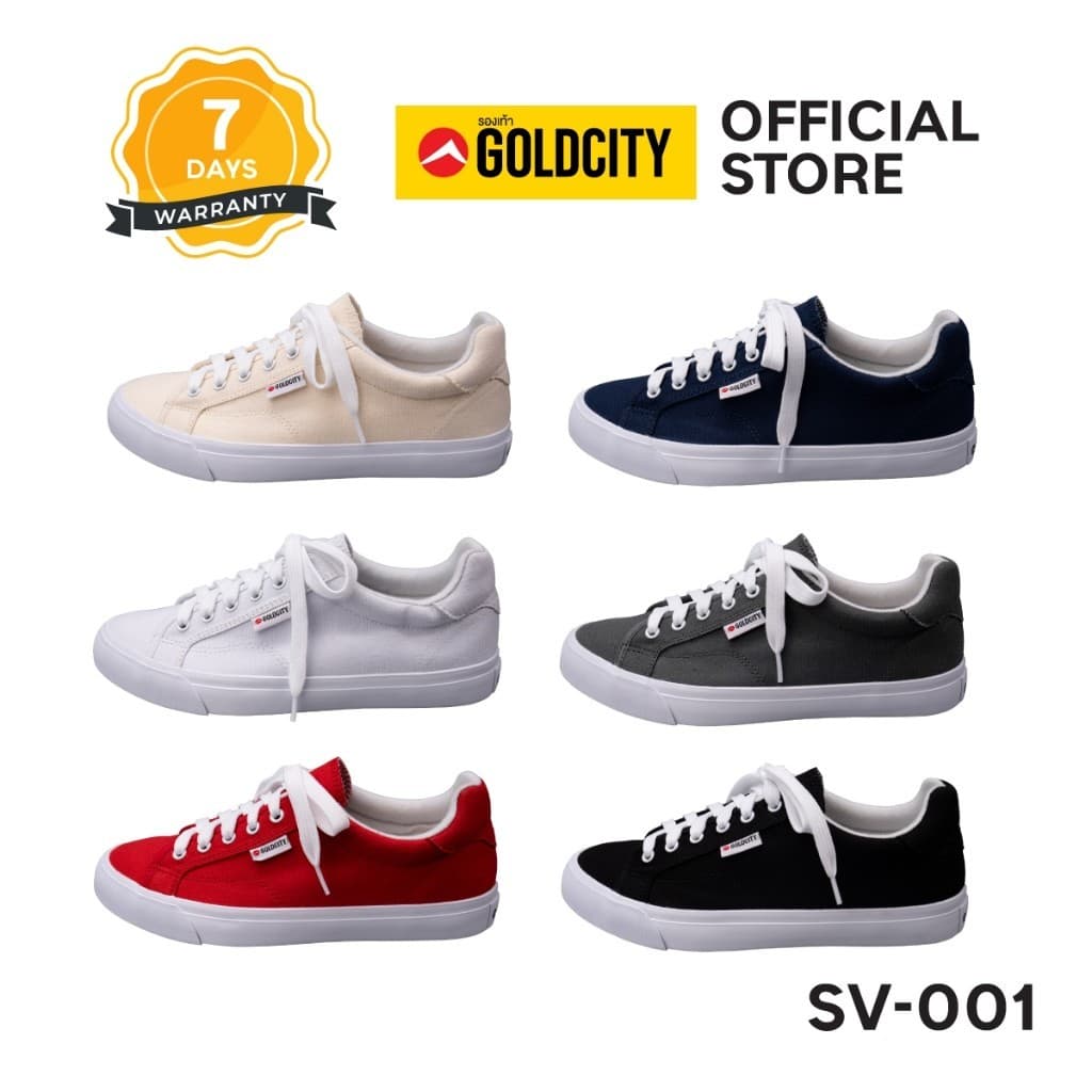 รองเท้าผ้าใบ ผูกเชือก พื้นยางพารา สีดำ SIZE 37-45 ส่งตรงจากโรงงานแท้100% GOLDCITY รุ่น SV001 รูปที่ 1