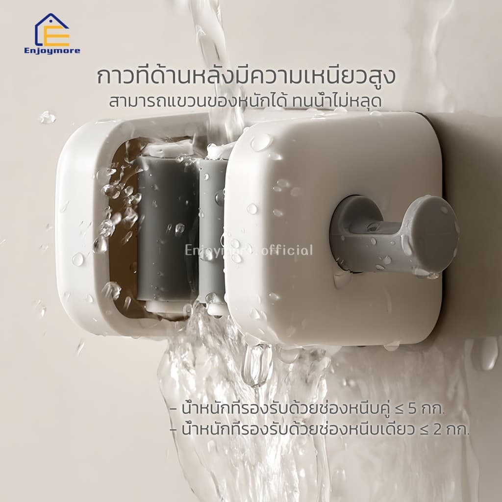 Enjoymore ที่แขวนไม้ถูพื้นแบบติดผนังไม่ต้องเจาะ ตะขอจัดเก็บแบบอเนกประสงค์ ประหยัดพื้นที่ รูปที่ 5