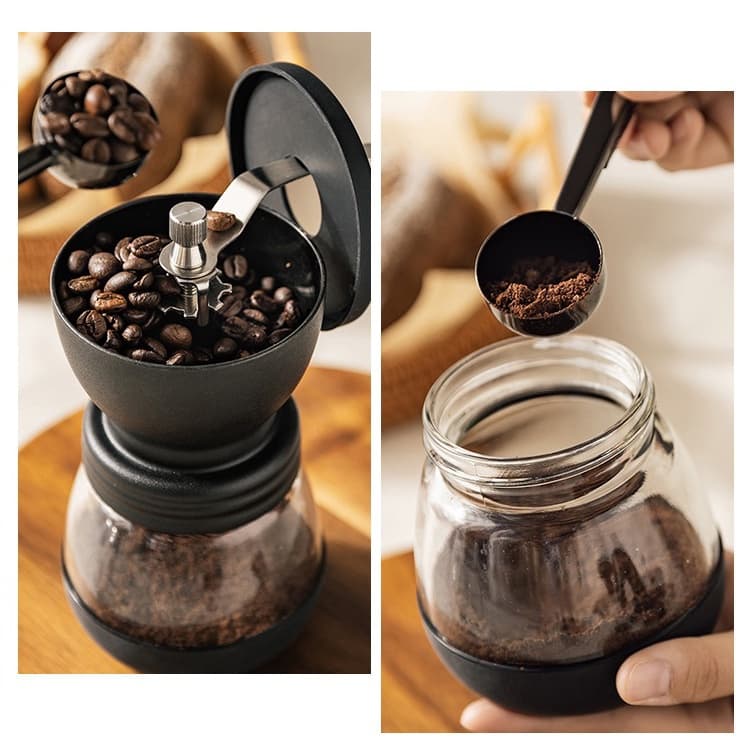 เครื่องบดกาแฟมือหมุน เฟืองสแตนเลส พร้อมโหล แบบมือหมุน ปรับความละเอียดได้ ที่บดกาแฟ Coffee Grinder รูปที่ 4