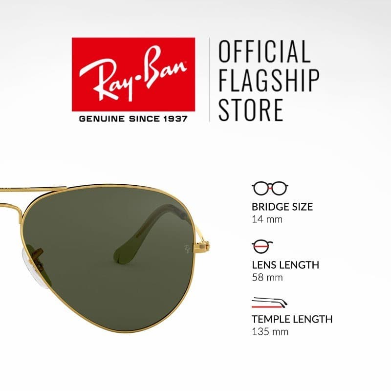 Ray-Ban Aviator large metal - RB3025 L0205 - size 58 -sunglasses แว่นกันแดด รูปที่ 5