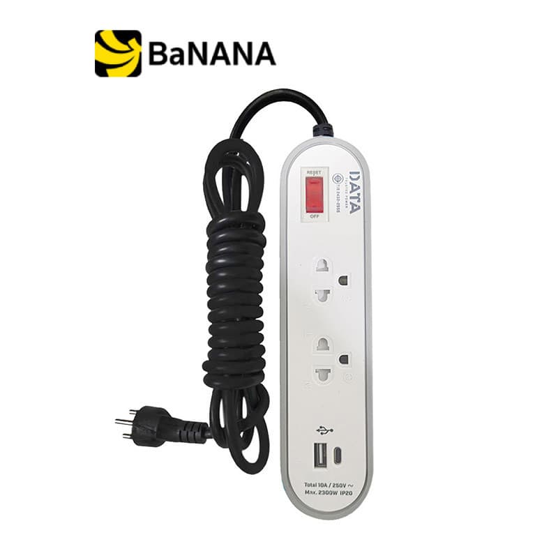 รางปลั๊กไฟ DATA TIS Plug 2 Way 1 Switch 2 USB 3M. White/Gray by Banana IT รูปที่ 1